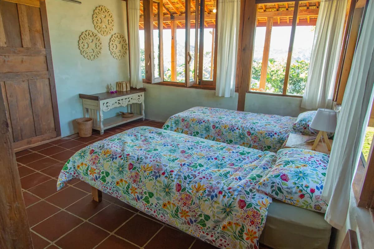 A single room with the valley beyond